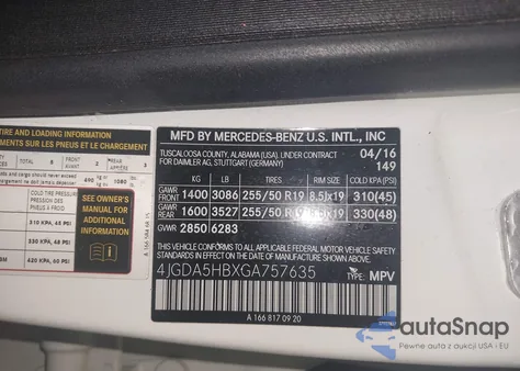 2016 Mercedes-Benz Gle 350 4Matic z USA, uszkodzony, nr VIN 4JGDA5HBXGA757635